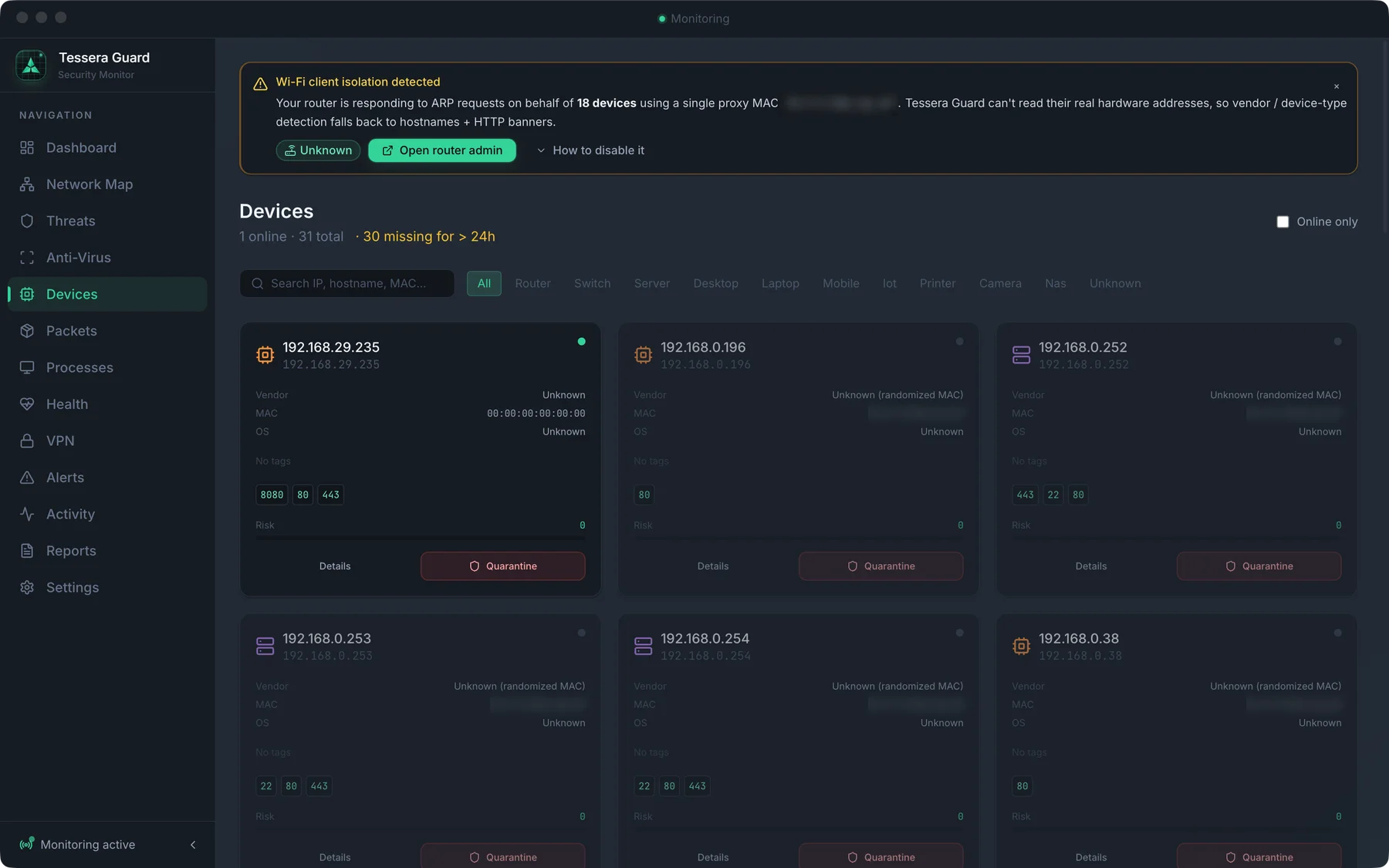 Tessera Guard — Devices